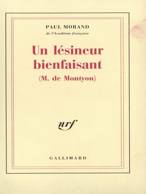 cover image of Un lésineur bienfaisant (M. de Montyon)